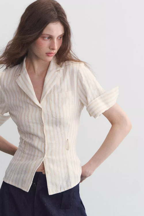 Polo Neck Striped Shirt