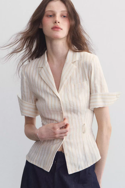 Polo Neck Striped Shirt