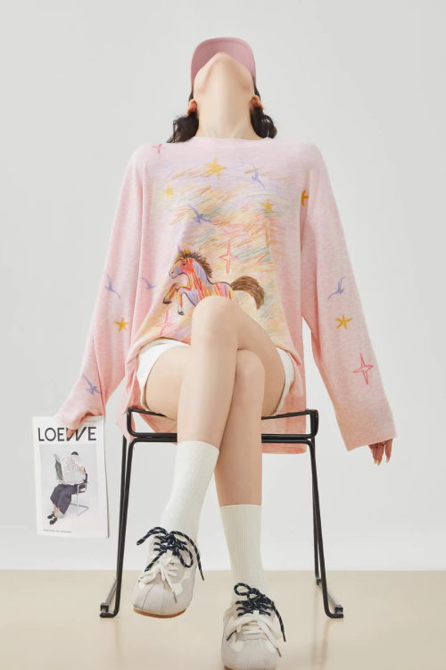 Pony Print Long-Sleeve T-Shirt