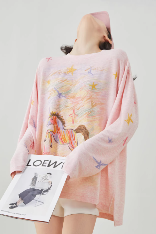 Pony Print Long-Sleeve T-Shirt