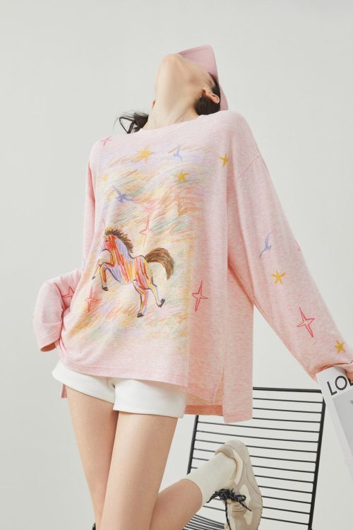 Pony Print Long-Sleeve T-Shirt