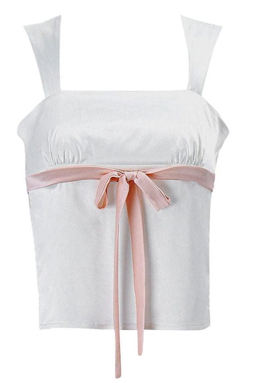 Portrait Mode Satin Bow Tie Top