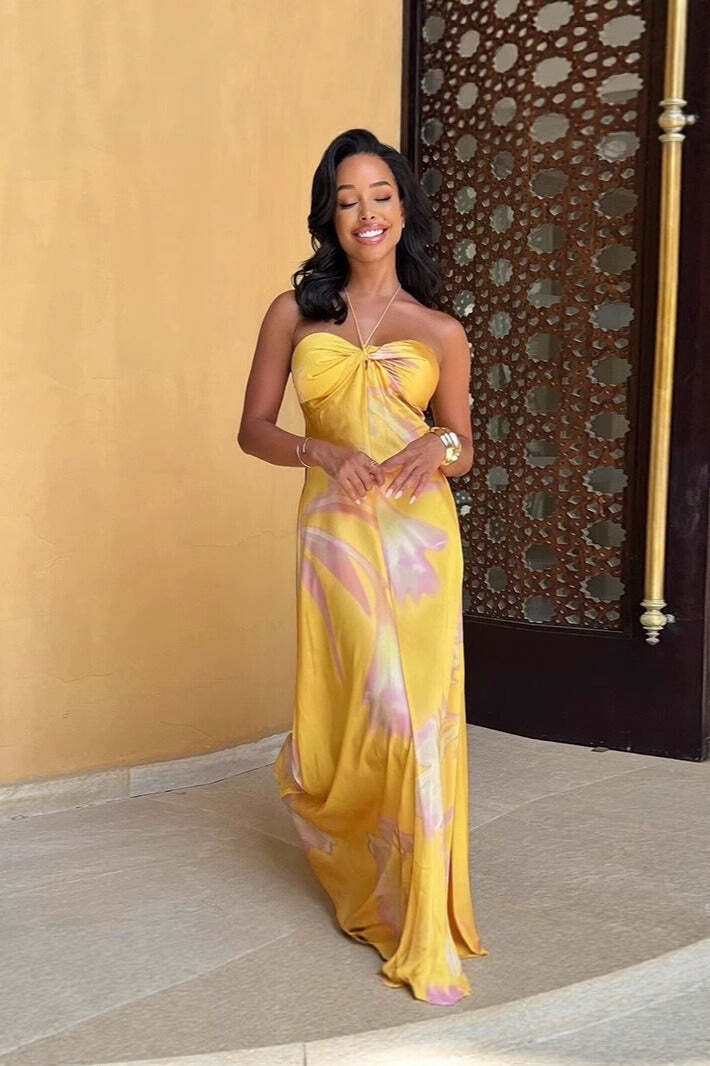 Print Backless Strapless Beach Maxi Dress Print Backless Strapless Beach Maxi Dress