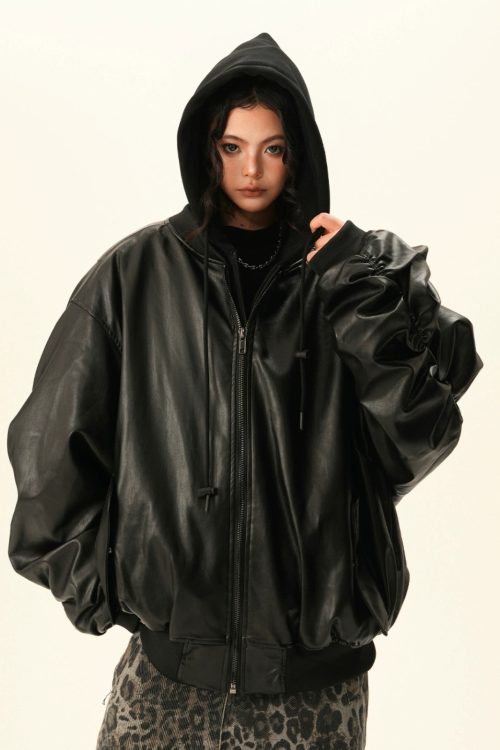 PU Leather Padded Jacket