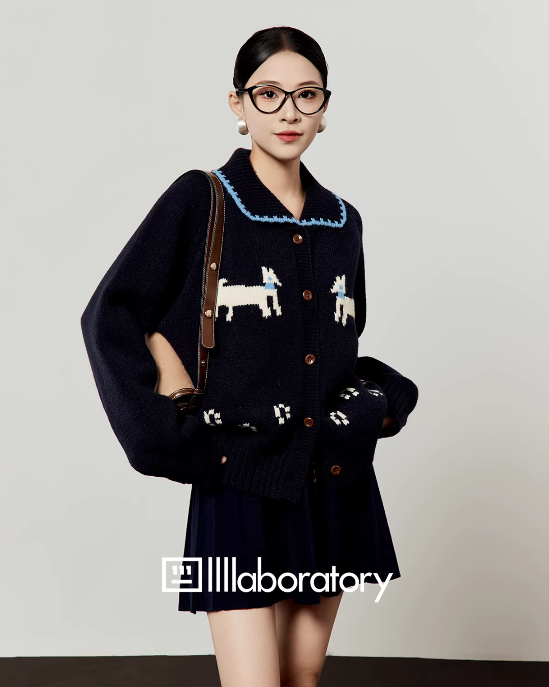 Puppy Jacquard Knit Cardigan / Mini Skirt Puppy Jacquard Knit Cardigan / Mini Skirt