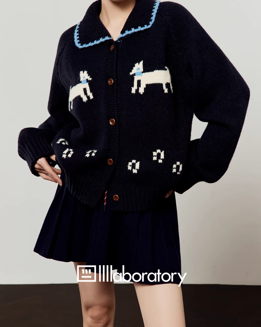 Puppy Jacquard Knit Cardigan / Mini Skirt Puppy Jacquard Knit Cardigan / Mini Skirt