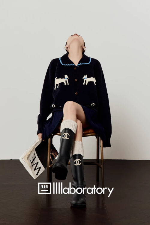 Puppy Jacquard Knit Cardigan / Mini Skirt