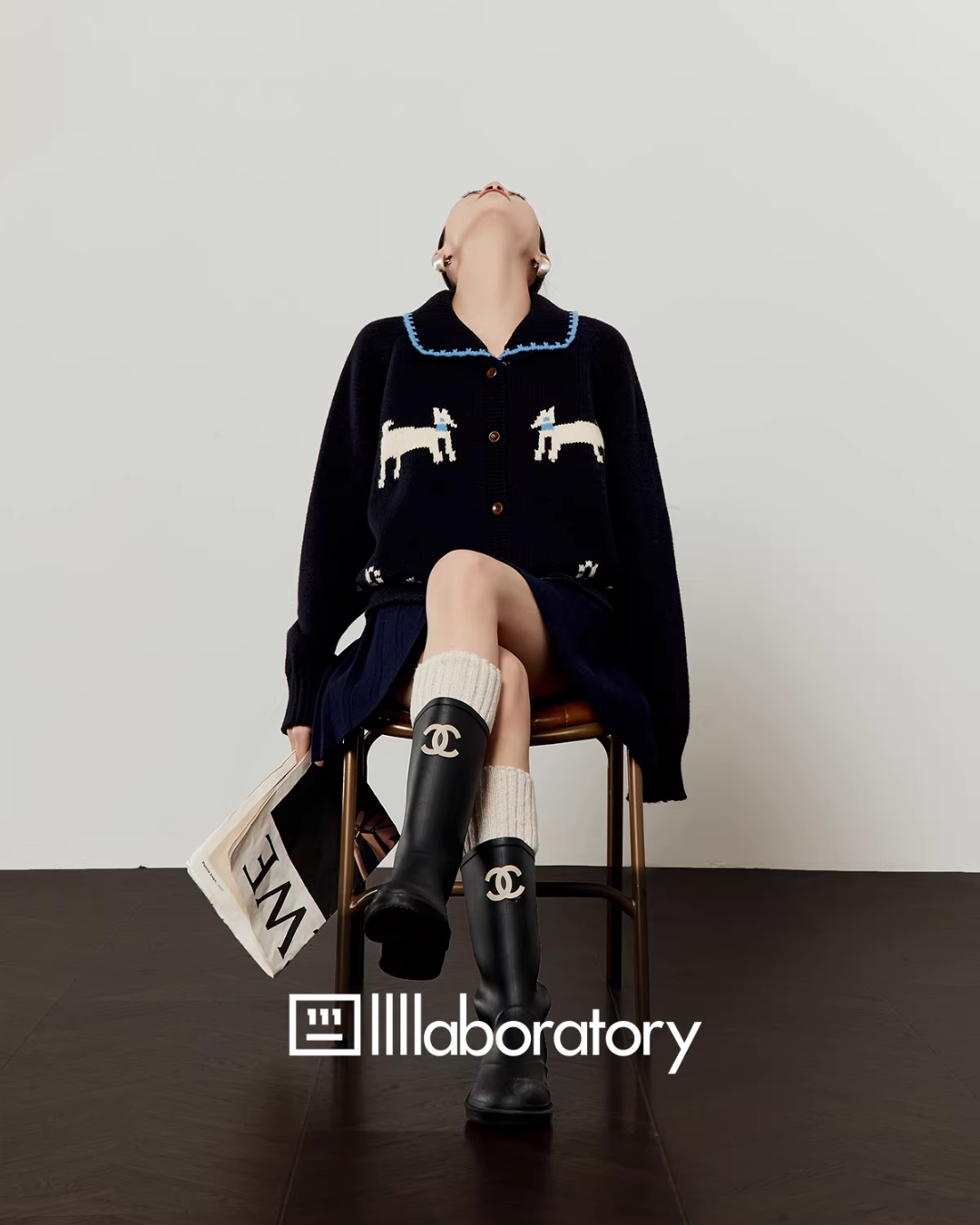 Puppy Jacquard Knit Cardigan / Mini Skirt Puppy Jacquard Knit Cardigan / Mini Skirt