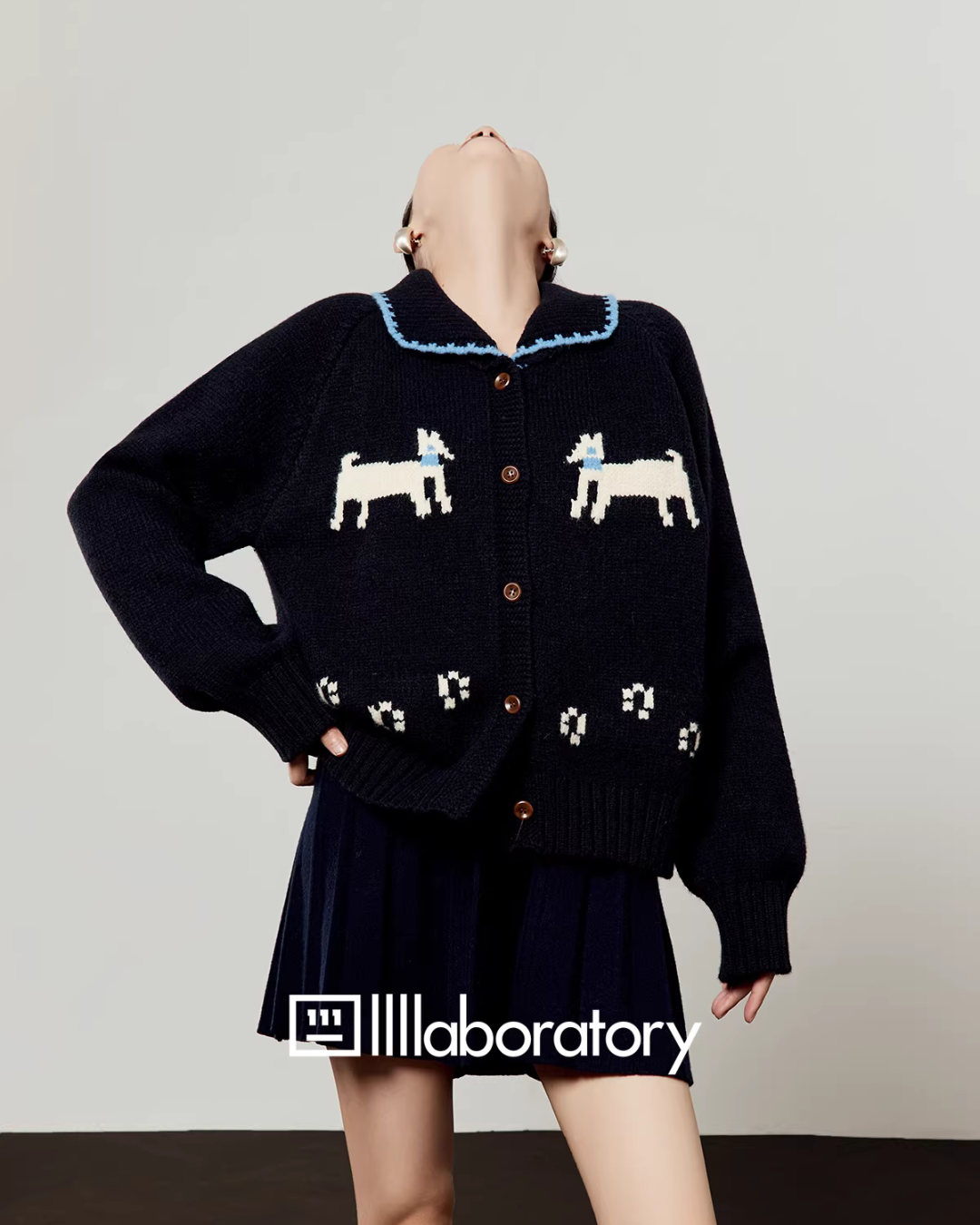 Puppy Jacquard Knit Cardigan / Mini Skirt Puppy Jacquard Knit Cardigan / Mini Skirt