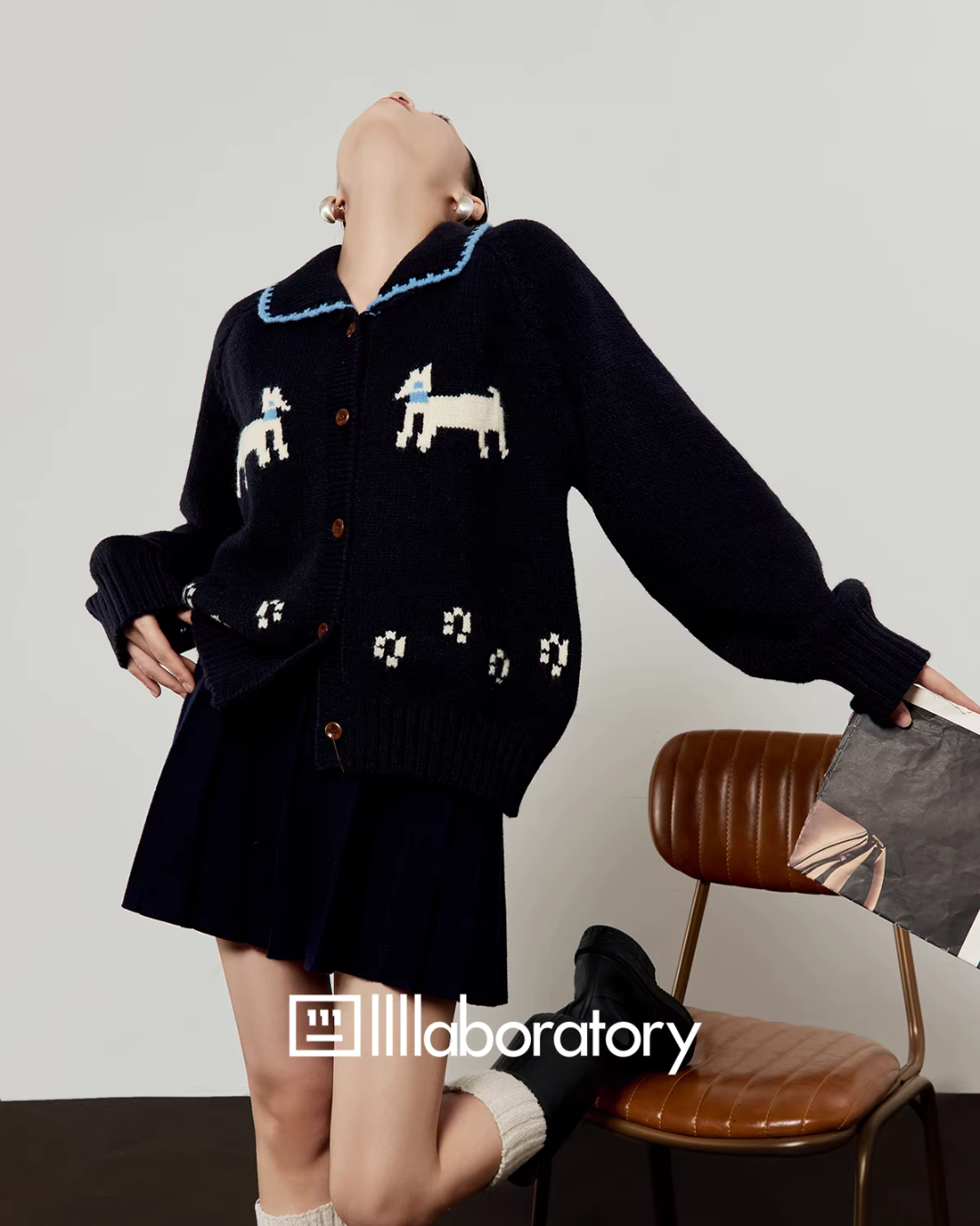Puppy Jacquard Knit Cardigan / Mini Skirt Puppy Jacquard Knit Cardigan / Mini Skirt