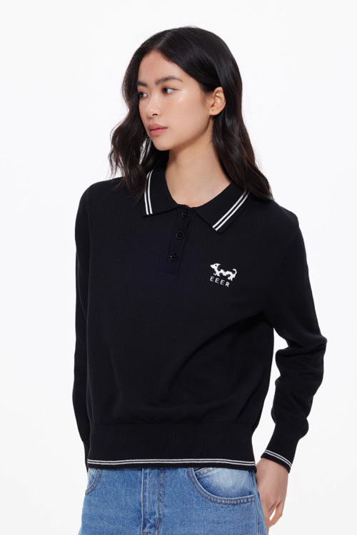 Puppy Polo Knit Top