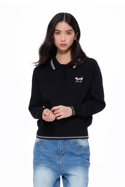 Puppy Polo Knit Top