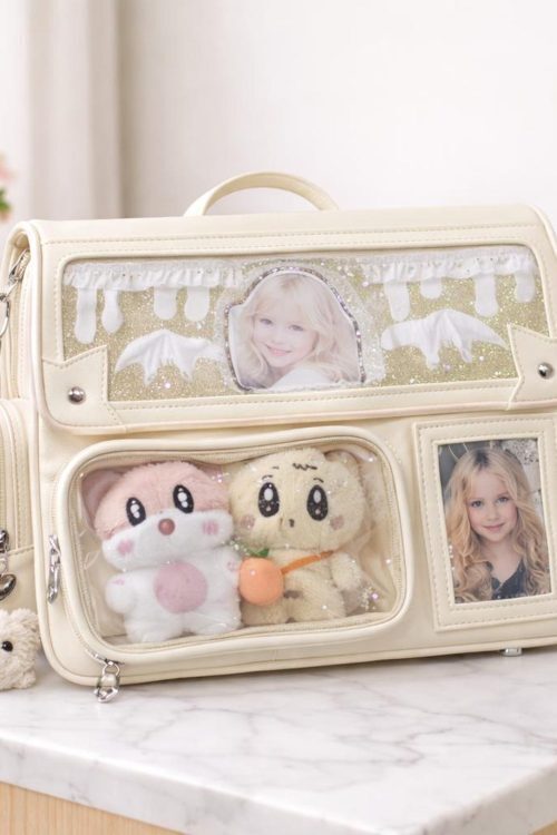 Purple Ita Shoulder Bag with Clear Window for Plushies and Pins