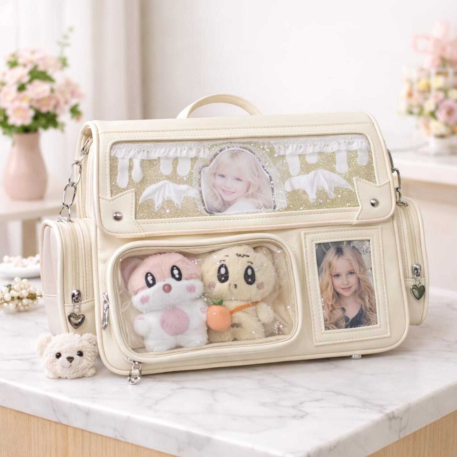 Purple Ita Shoulder Bag with Clear Window for Plushies and Pins Purple Ita Shoulder Bag with Clear Window for Plushies and Pins