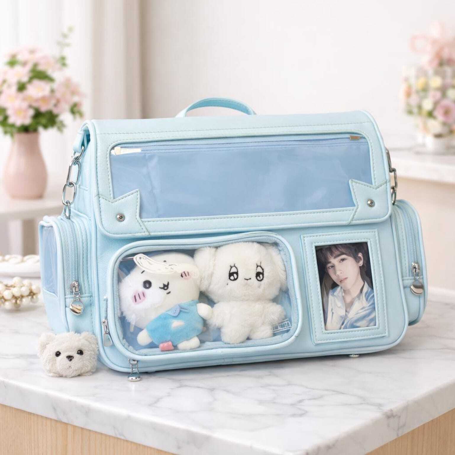 Purple Ita Shoulder Bag with Clear Window for Plushies and Pins Purple Ita Shoulder Bag with Clear Window for Plushies and Pins