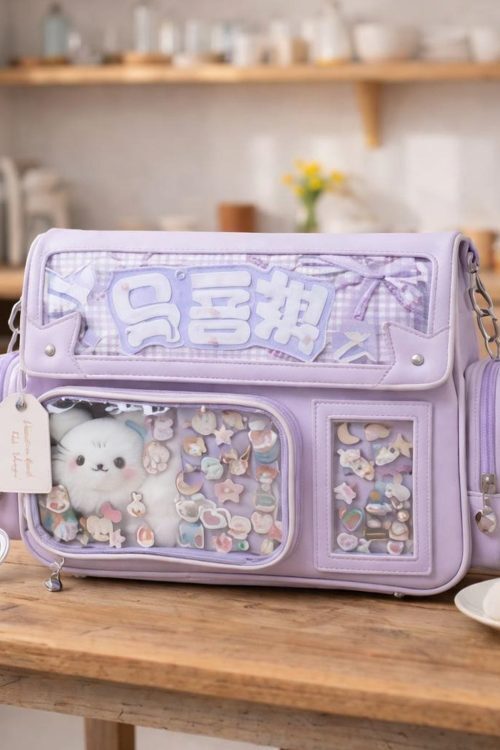 Purple Ita Shoulder Bag with Clear Window for Plushies and Pins