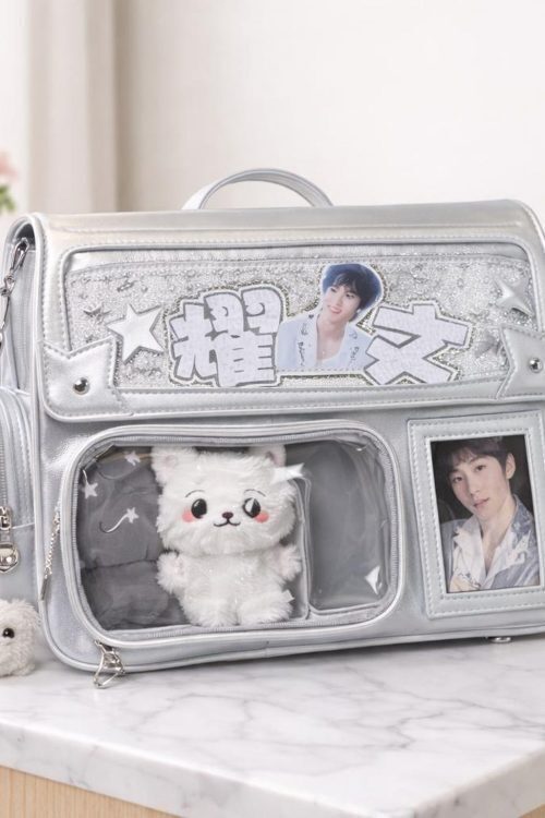 Purple Ita Shoulder Bag with Clear Window for Plushies and Pins