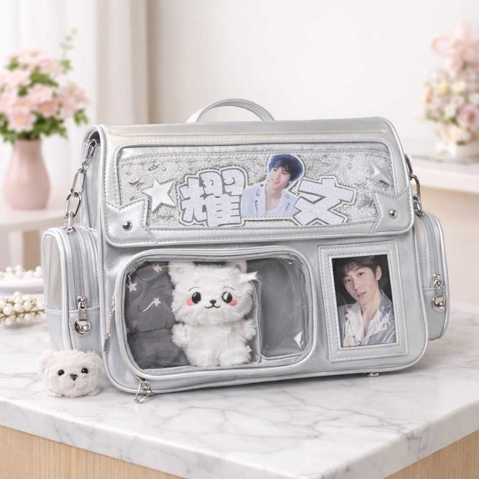 Purple Ita Shoulder Bag with Clear Window for Plushies and Pins Purple Ita Shoulder Bag with Clear Window for Plushies and Pins