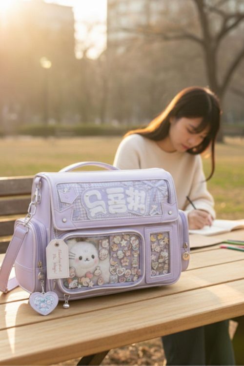 Purple Ita Shoulder Bag with Clear Window for Plushies and Pins