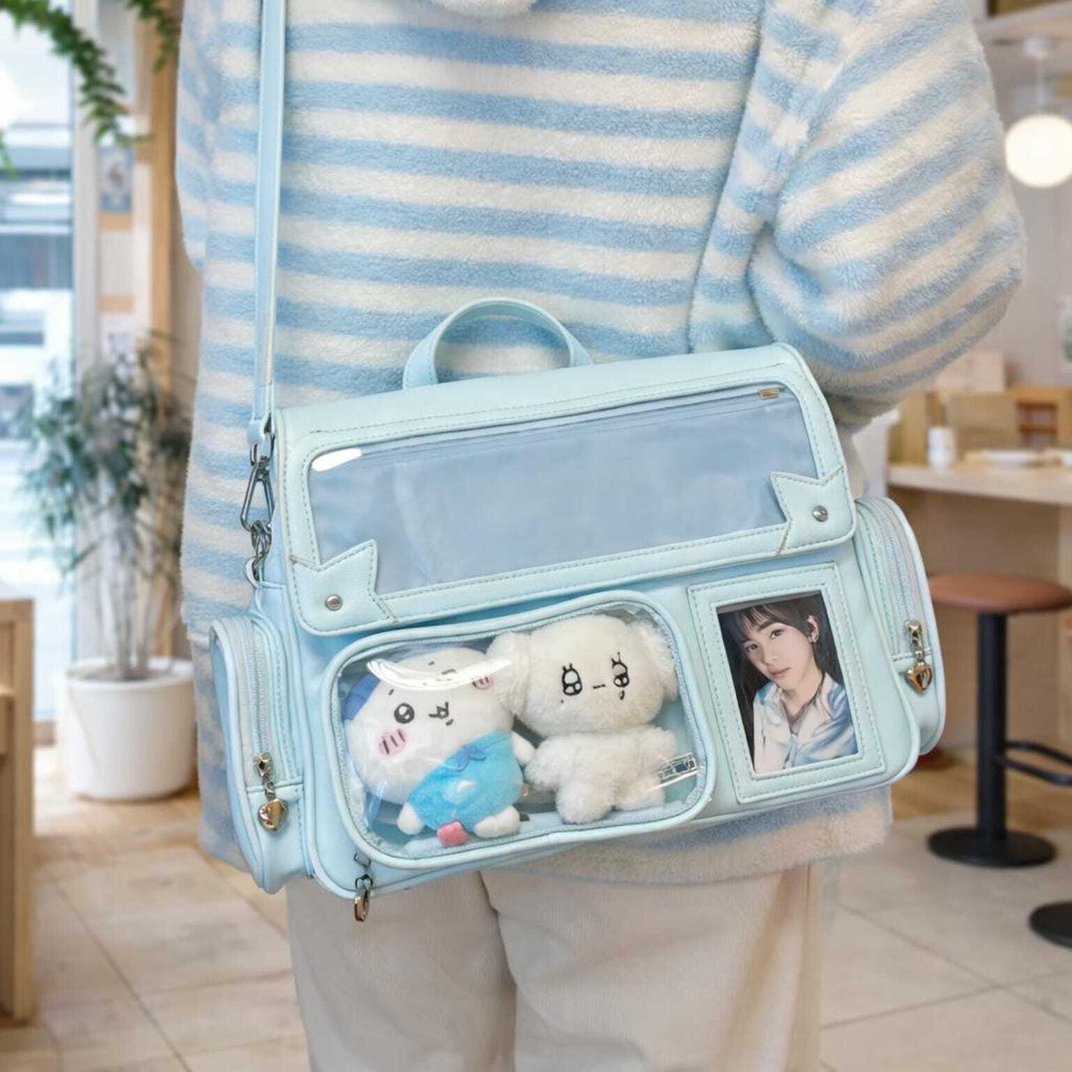 Purple Ita Shoulder Bag with Clear Window for Plushies and Pins Purple Ita Shoulder Bag with Clear Window for Plushies and Pins