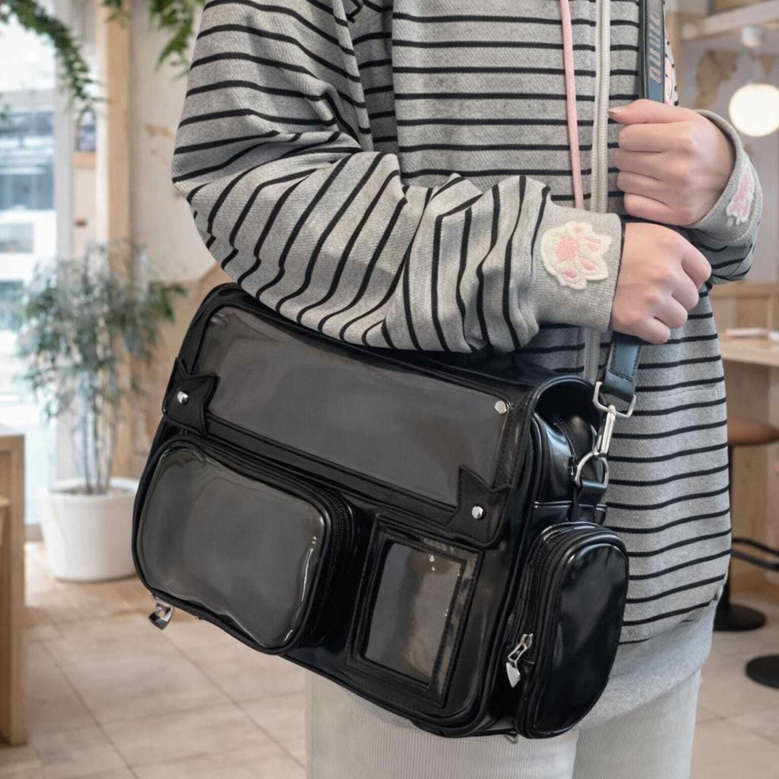 Purple Ita Shoulder Bag with Clear Window for Plushies and Pins Purple Ita Shoulder Bag with Clear Window for Plushies and Pins