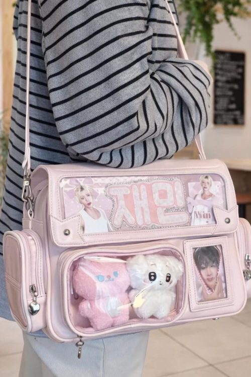 Purple Ita Shoulder Bag with Clear Window for Plushies and Pins