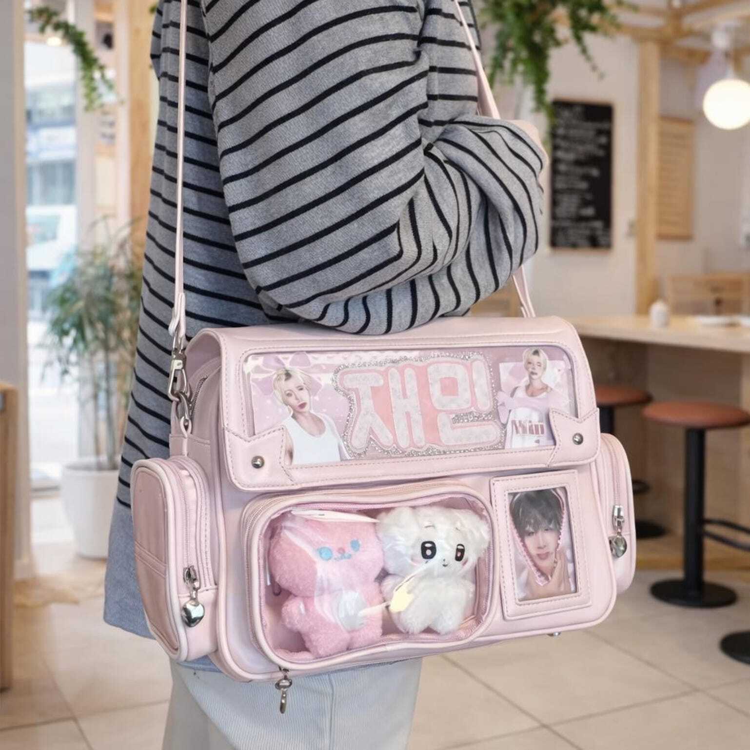 Purple Ita Shoulder Bag with Clear Window for Plushies and Pins Purple Ita Shoulder Bag with Clear Window for Plushies and Pins