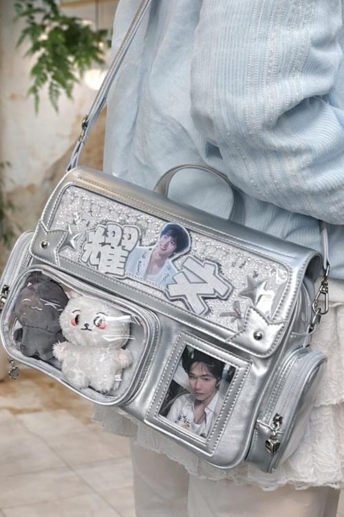 Purple Ita Shoulder Bag with Clear Window for Plushies and Pins