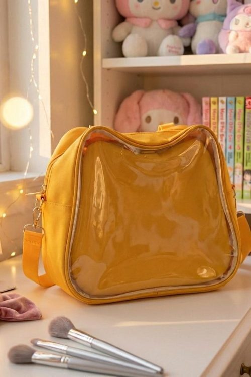 Purple Kawaii Convertible Ita Bag with Clear Window for Pin Display