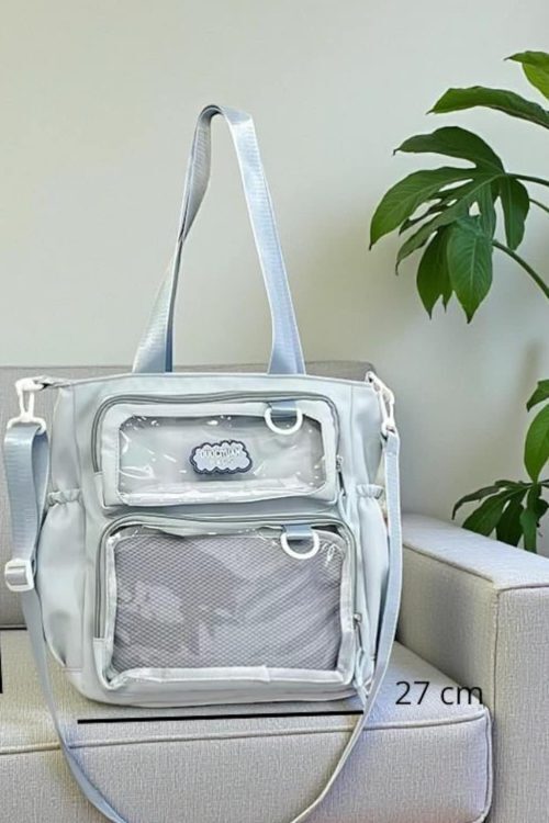 Purple Kawaii Convertible Ita Bag with Clear Window for Pin Display