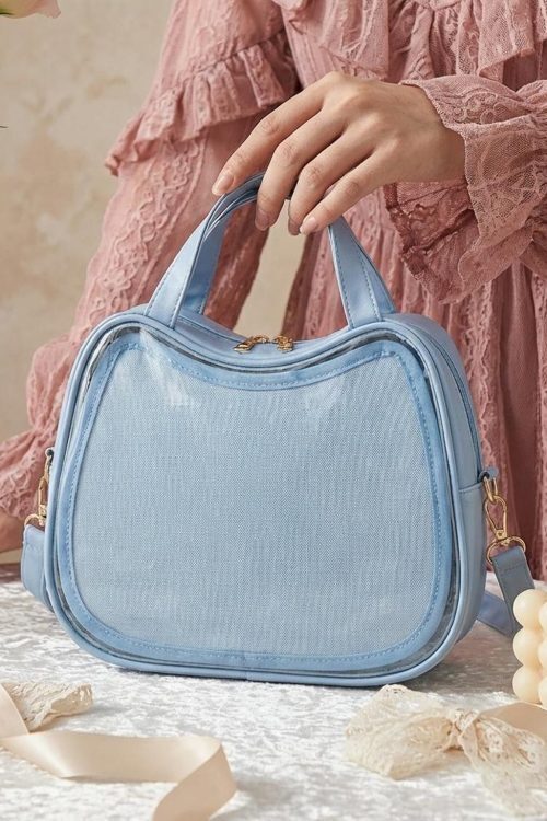 Purple Kawaii Convertible Ita Bag with Clear Window for Pin Display