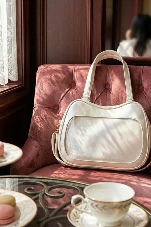 Purple Kawaii Convertible Ita Bag with Clear Window for Pin Display