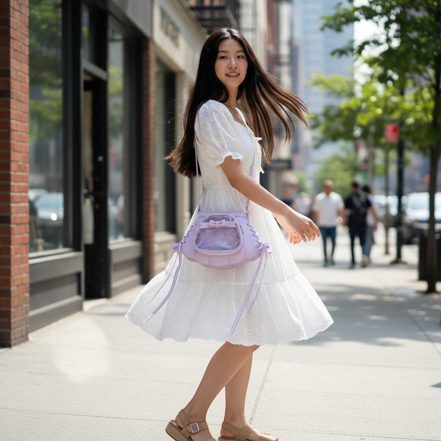 Purple Kawaii Convertible Ita Bag with Clear Window for Pin Display Purple Kawaii Convertible Ita Bag with Clear Window for Pin Display