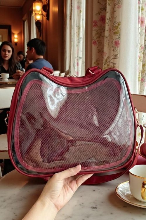 Purple Kawaii Convertible Ita Bag with Clear Window for Pin Display