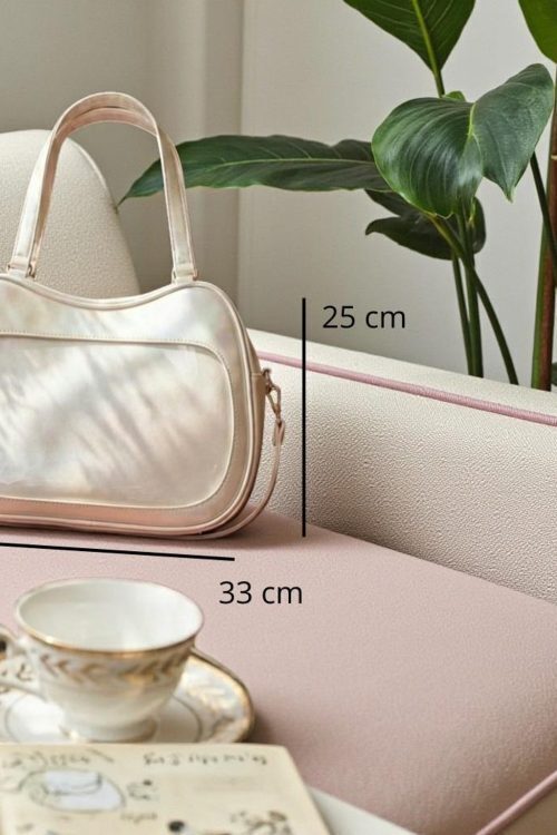 Purple Kawaii Convertible Ita Bag with Clear Window for Pin Display