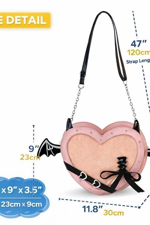 Purple Kawaii Gothic Ita Crossbody Bag with Clear Window for Pin Display