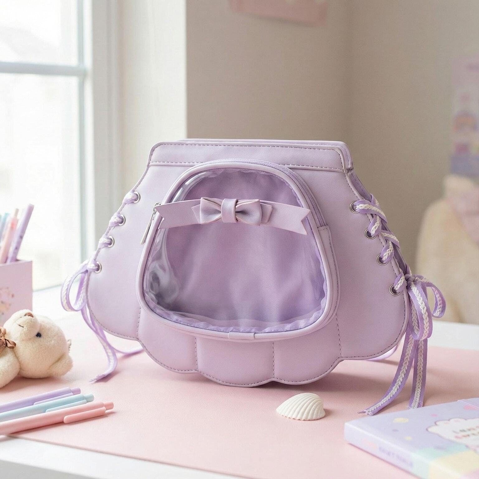 Purple Kawaii Ita Crossbody Bag for Pin Display Purple Kawaii Ita Crossbody Bag for Pin Display