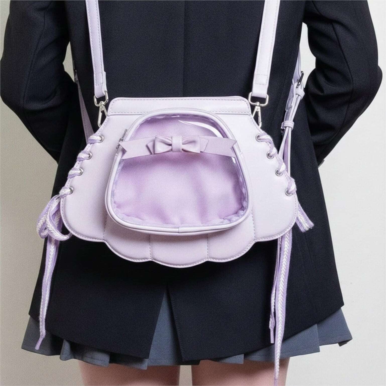 Purple Kawaii Ita Crossbody Bag for Pin Display Purple Kawaii Ita Crossbody Bag for Pin Display