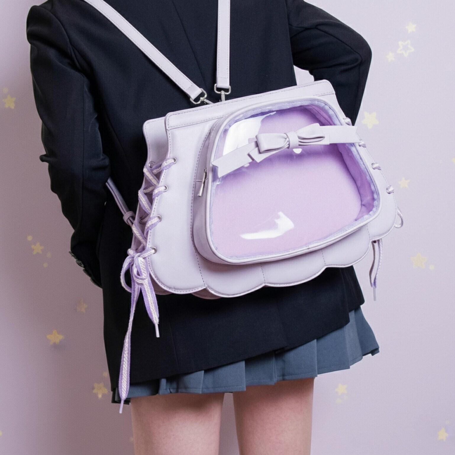 Purple Kawaii Ita Crossbody Bag for Pin Display Purple Kawaii Ita Crossbody Bag for Pin Display