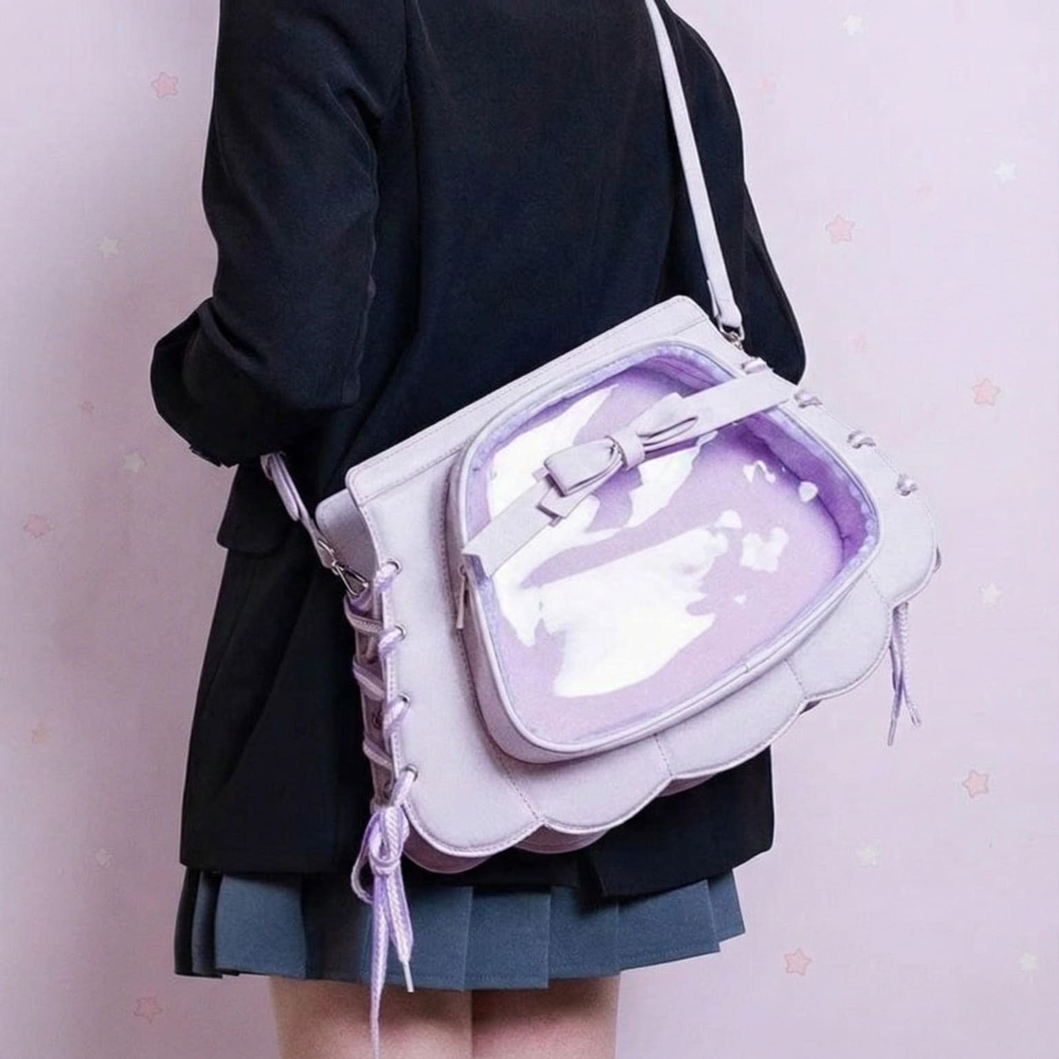 Purple Kawaii Ita Crossbody Bag for Pin Display Purple Kawaii Ita Crossbody Bag for Pin Display