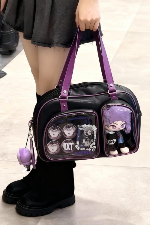 Purple Y2K Ita Shoulder Bag for Plushies and Pins