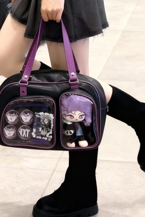 Purple Y2K Ita Shoulder Bag for Plushies and Pins