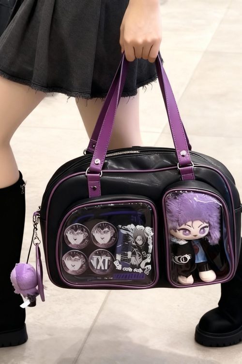 Purple Y2K Ita Shoulder Bag for Plushies and Pins