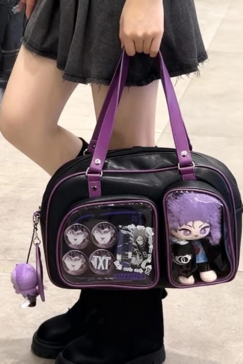 Purple Y2K Ita Shoulder Bag for Plushies and Pins