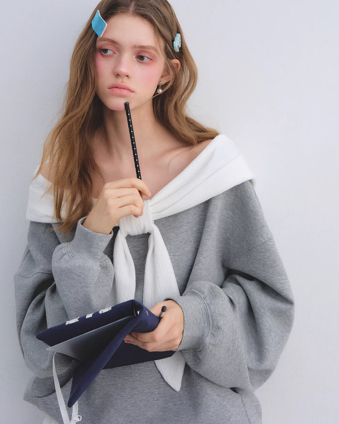 Rabbit Ear Bow Tie Loose Top Rabbit Ear Bow Tie Loose Top