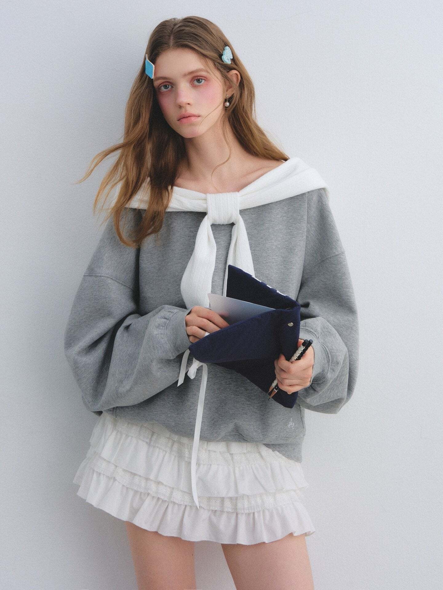 Rabbit Ear Bow Tie Loose Top Rabbit Ear Bow Tie Loose Top