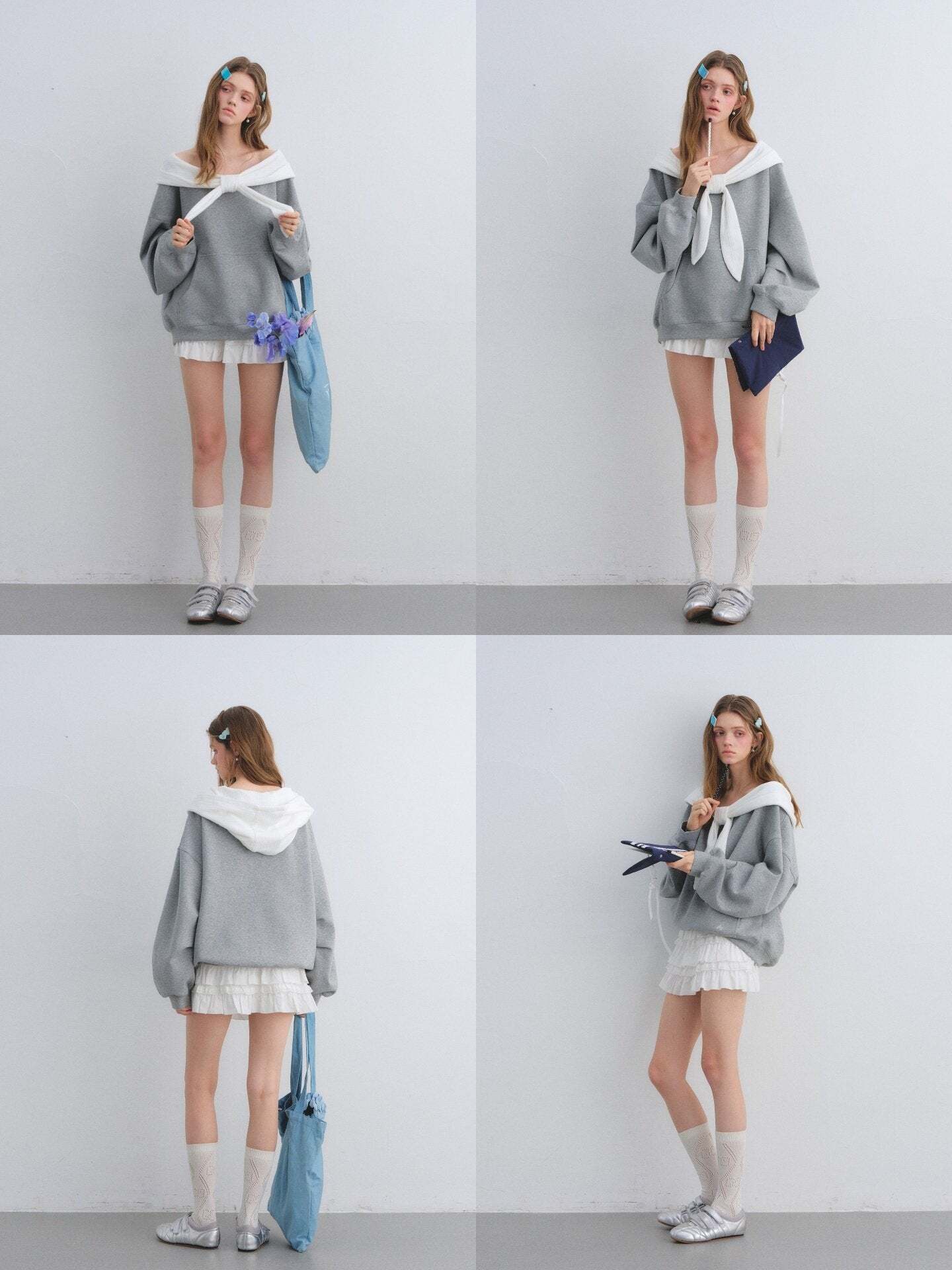 Rabbit Ear Bow Tie Loose Top Rabbit Ear Bow Tie Loose Top