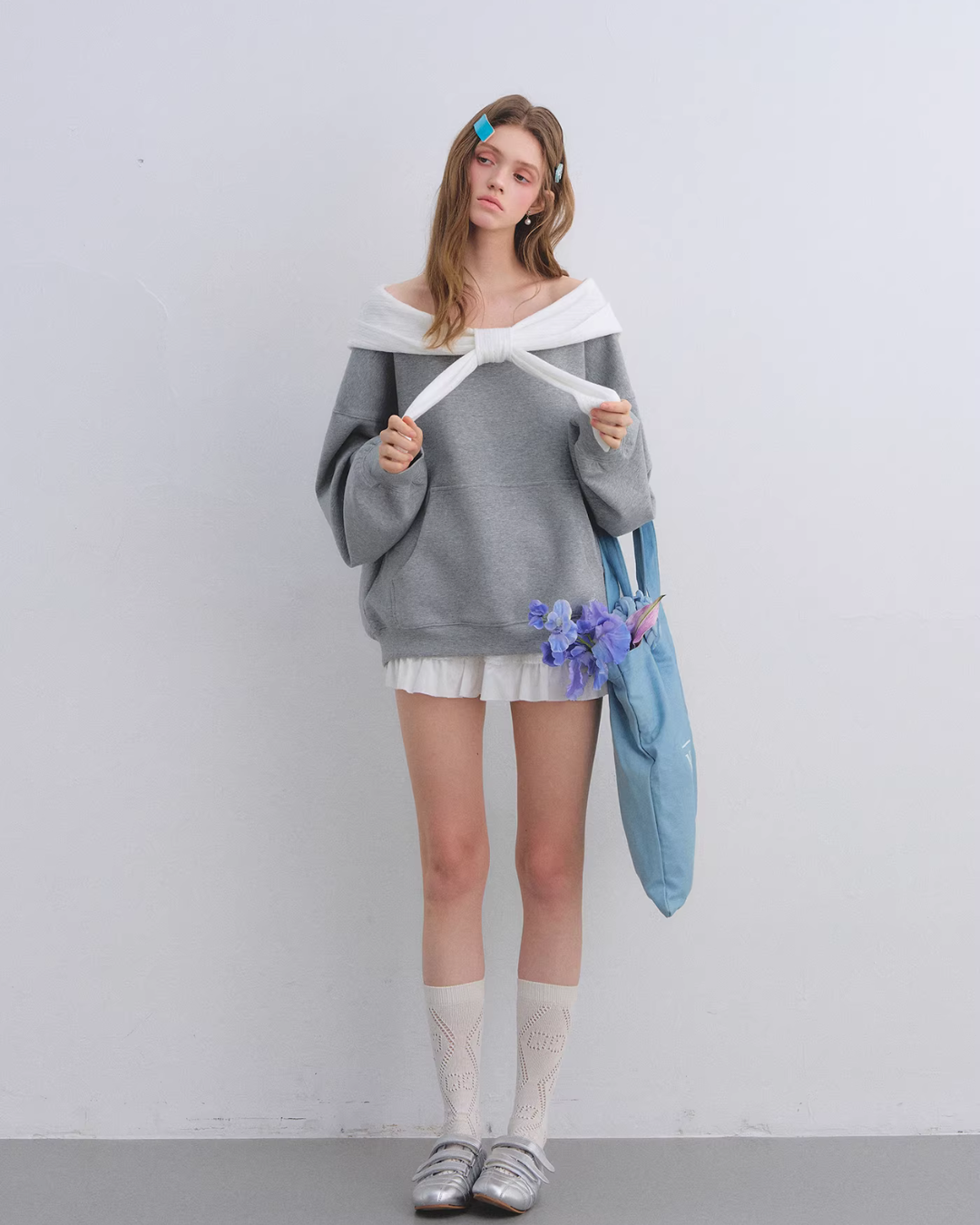 Rabbit Ear Bow Tie Loose Top Rabbit Ear Bow Tie Loose Top