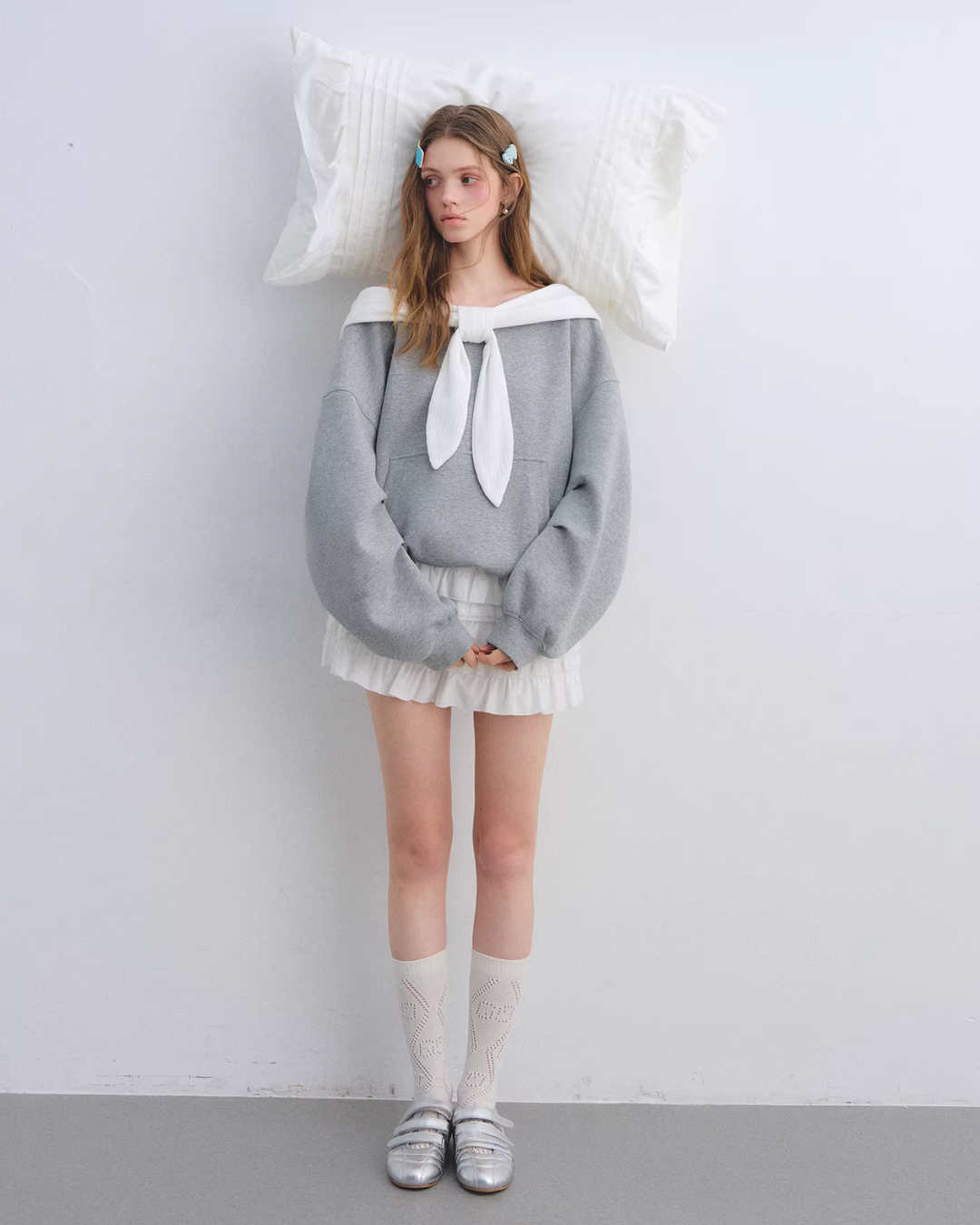 Rabbit Ear Bow Tie Loose Top Rabbit Ear Bow Tie Loose Top