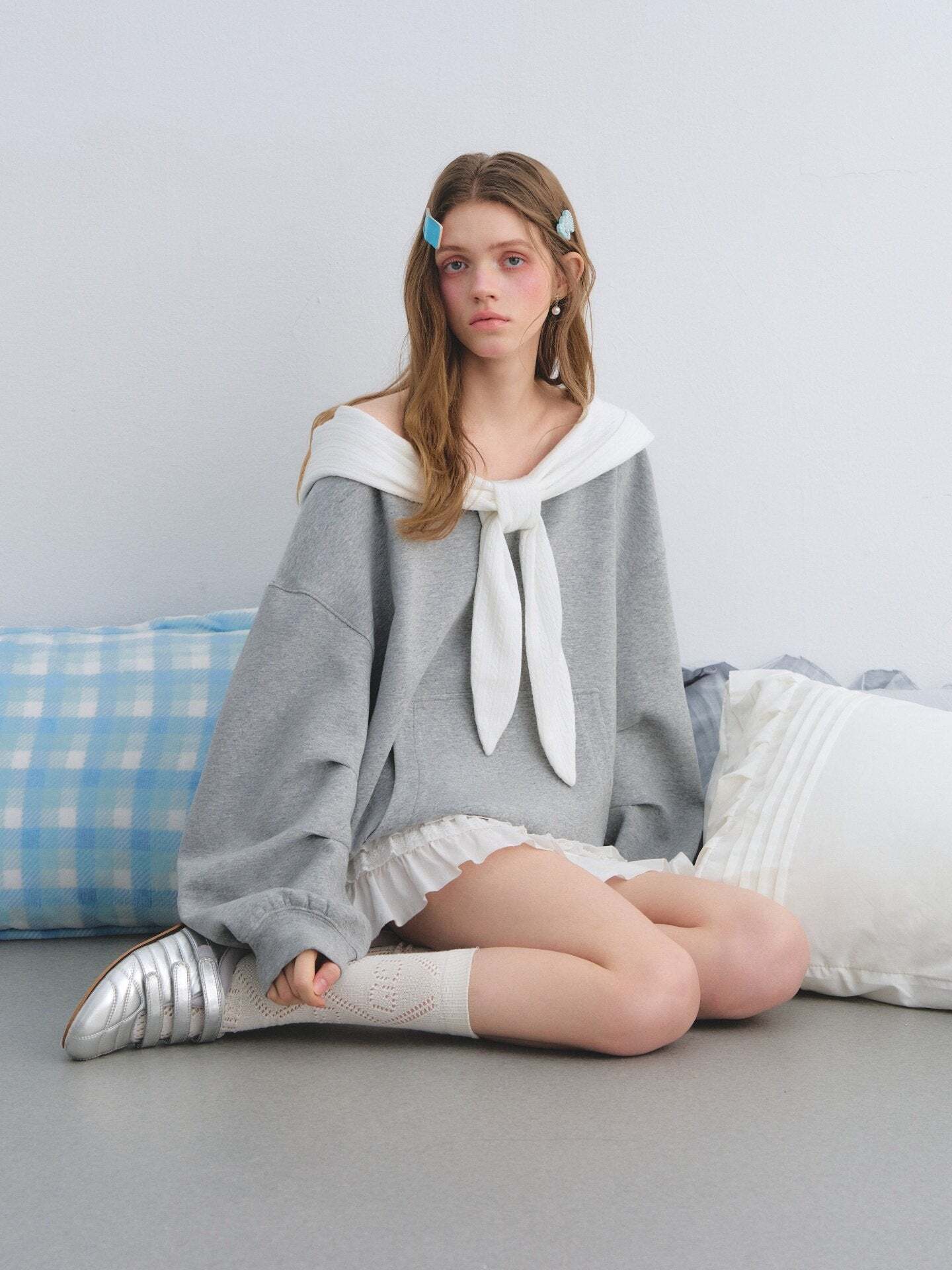 Rabbit Ear Bow Tie Loose Top Rabbit Ear Bow Tie Loose Top